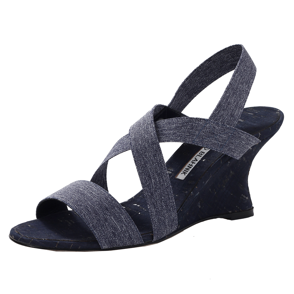 MANOLO BLAHNIK-Terwe Elastic Wedge Sandal-