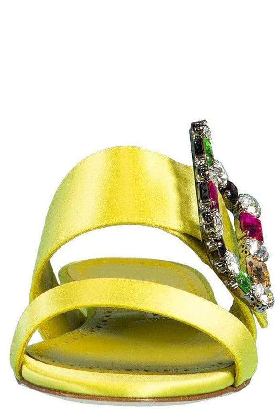 MANOLO BLAHNIK-Verda Crystal Buckle Flat Sandals-