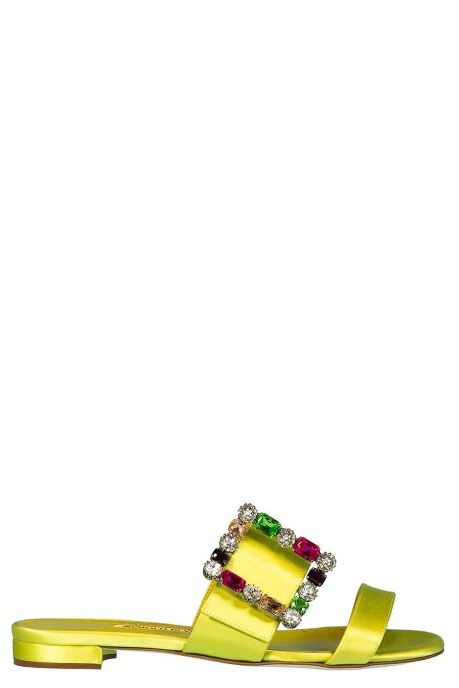 MANOLO BLAHNIK-Verda Crystal Buckle Flat Sandals-