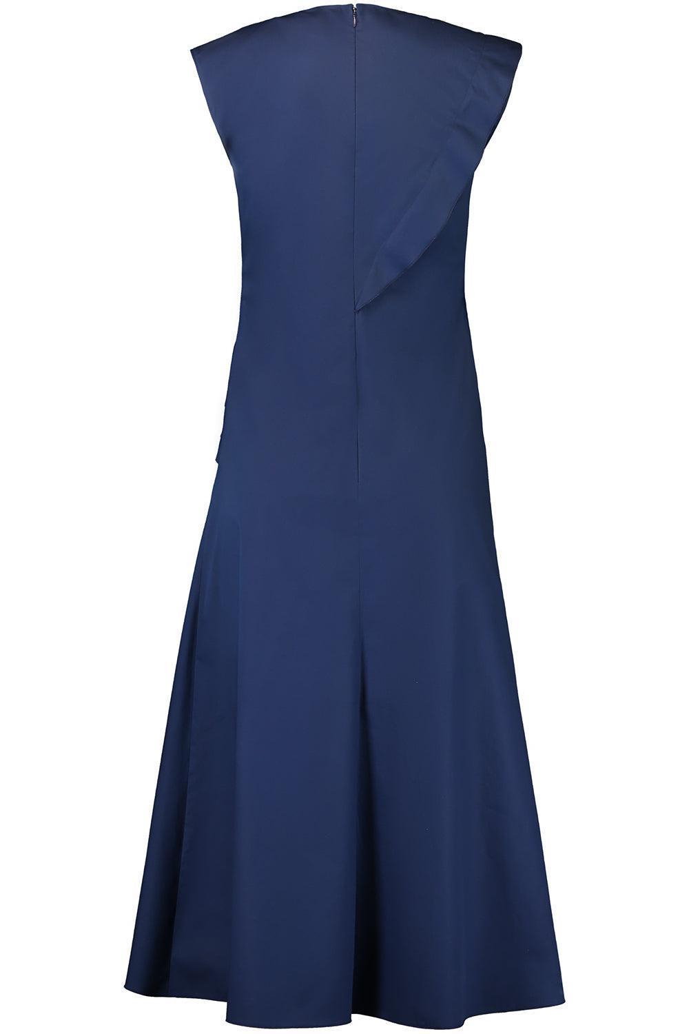 Sleeveless Gathered Midi Dress-NAVY-38-CLOTHINGDRESSCASUAL-MANTU