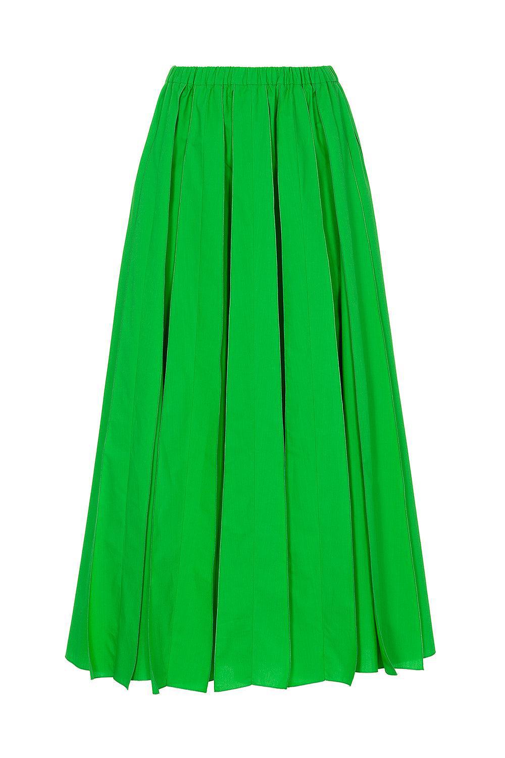 Flared Midi Skirt-GREEN-40-CLOTHINGSKIRTMIDI-MANTU