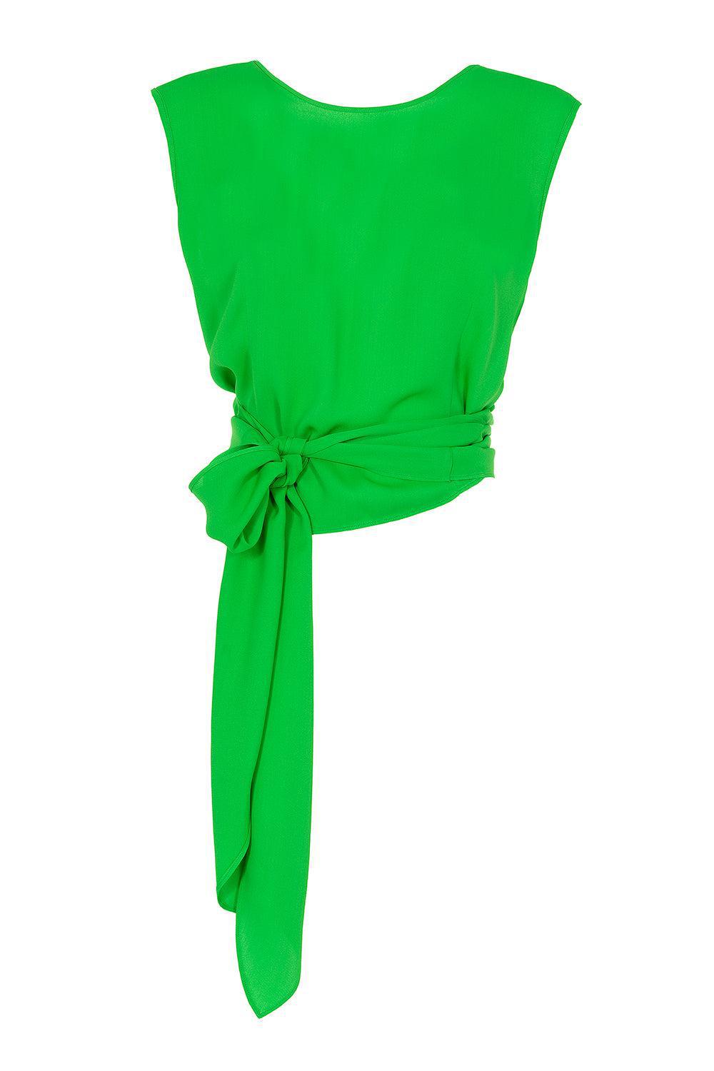 Sleeveless Wrap Tie Blouse