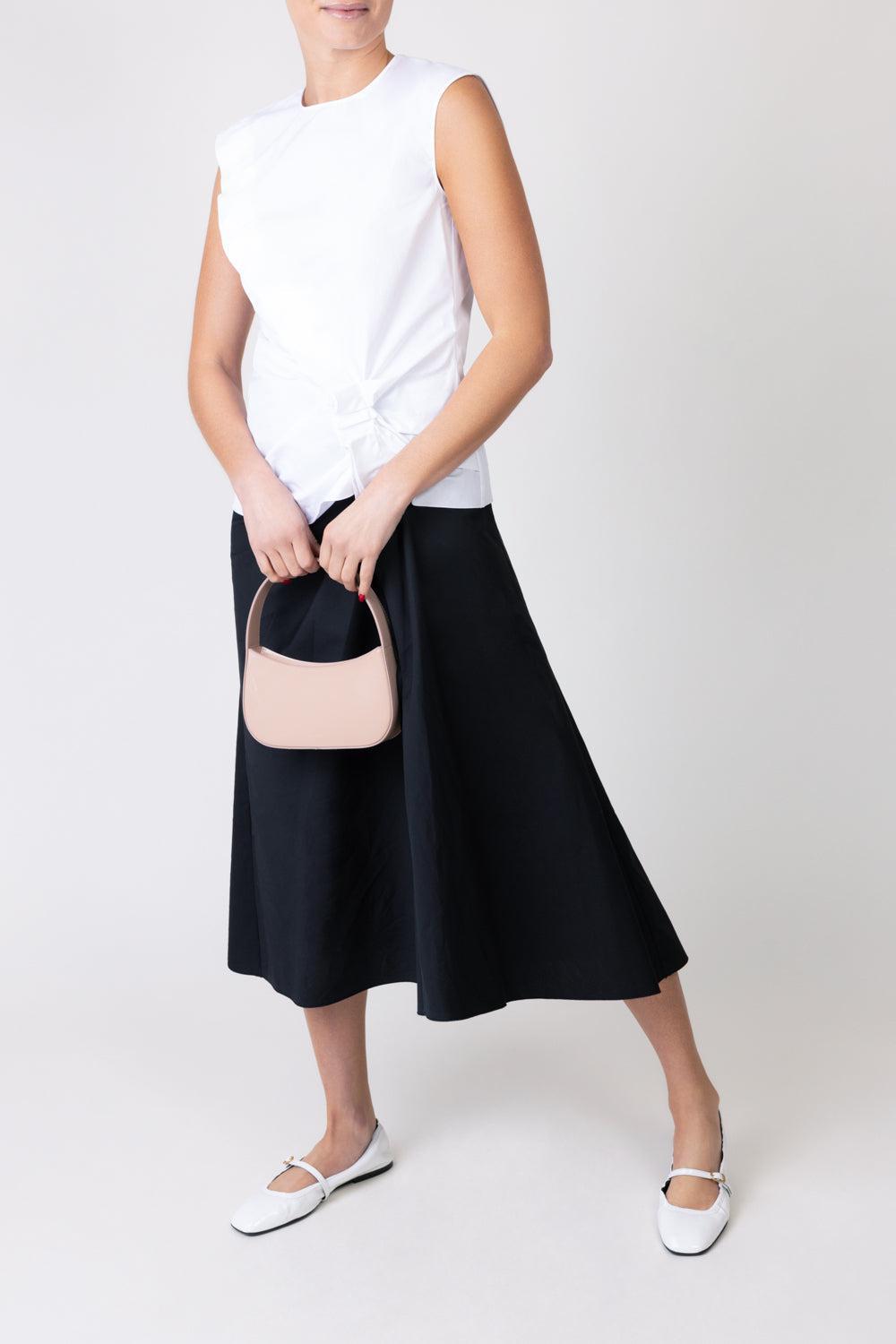 Sleeveless Gathered Top - White-WHITE-38-CLOTHINGTOPBLOUSE-MANTU