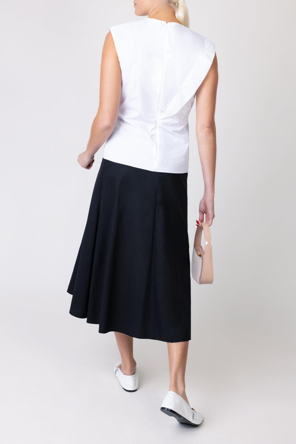 Sleeveless Gathered Top - White-WHITE-38-CLOTHINGTOPBLOUSE-MANTU