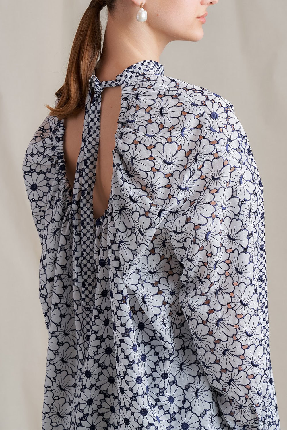 MANTU-Long Sleeve Tie Back Blouse-