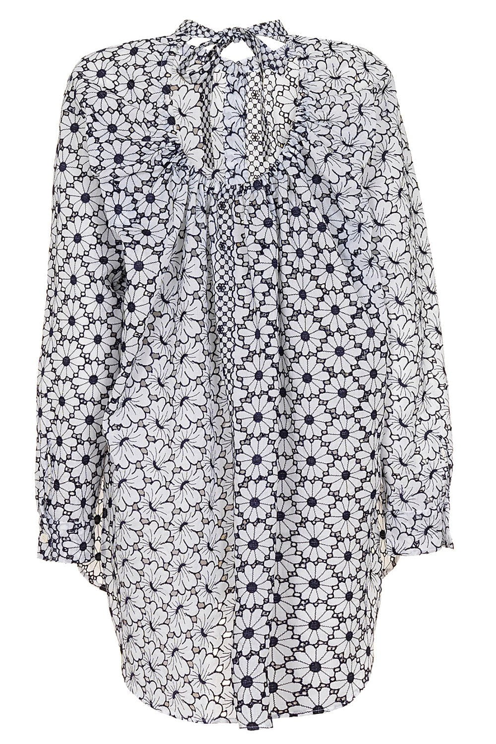 MANTU-Long Sleeve Tie Back Blouse-