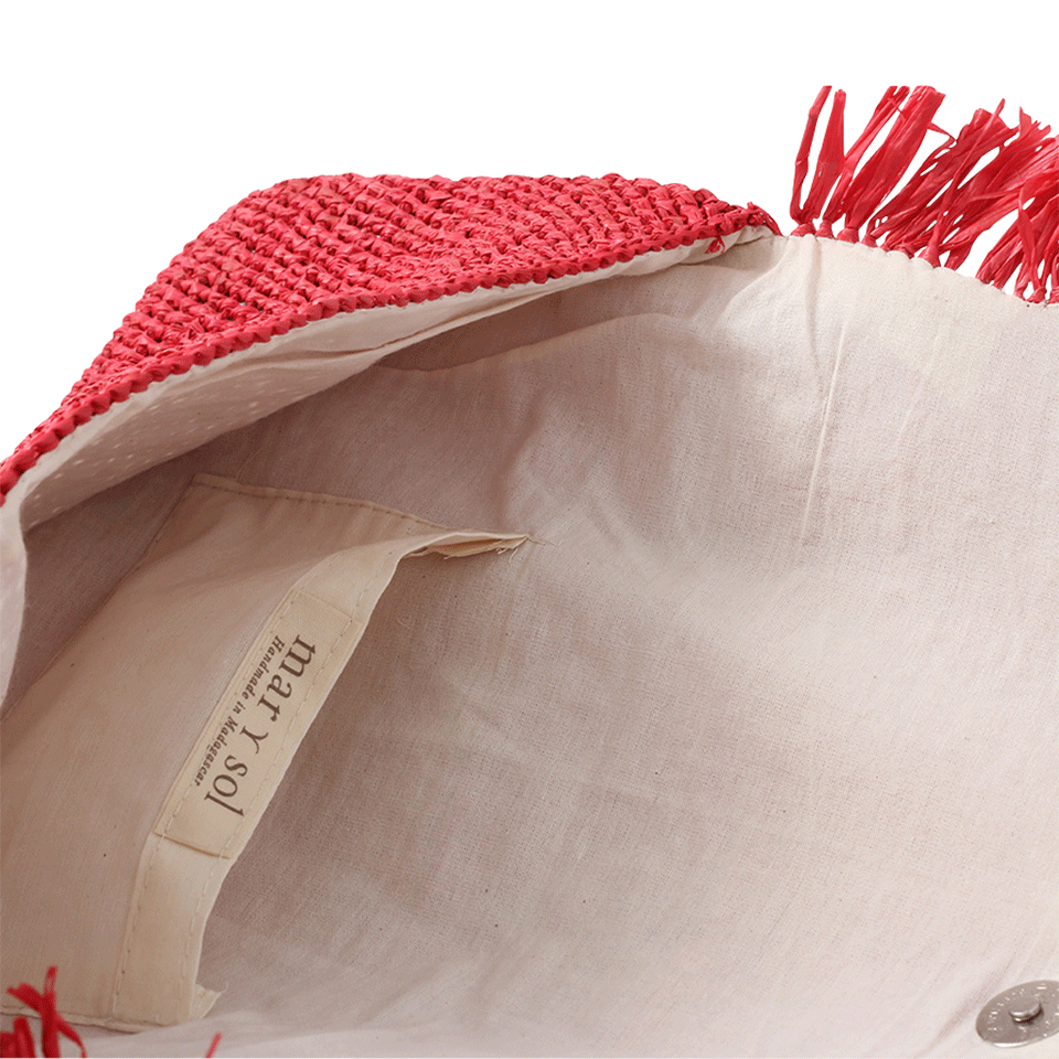 MAR Y SOL-Giselle Scallop Fringe Clutch-CORAL