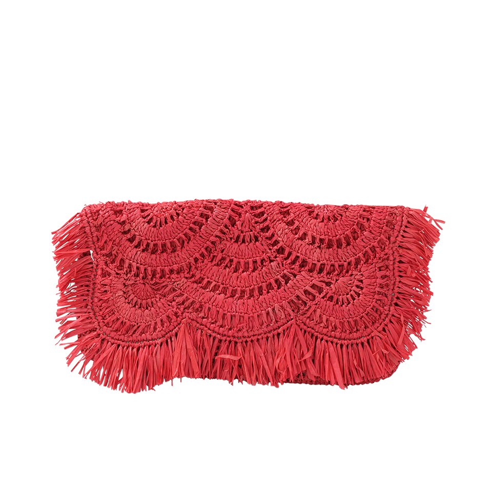 MAR Y SOL-Giselle Scallop Fringe Clutch-CORAL