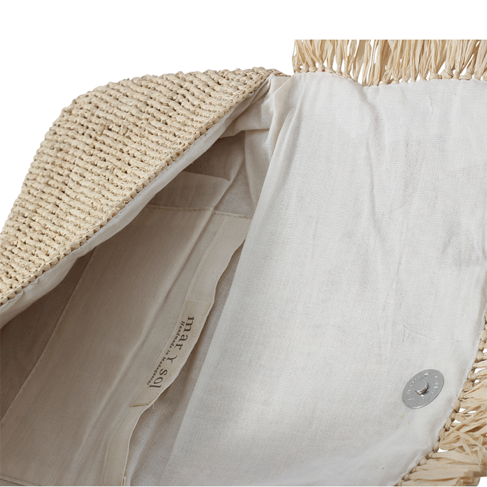 MAR Y SOL-Giselle Scallop Fringe Clutch-NATURAL