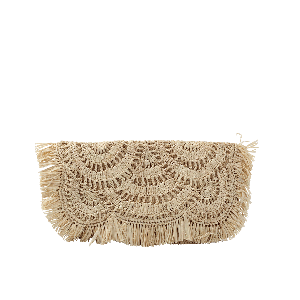 MAR Y SOL-Giselle Scallop Fringe Clutch-NATURAL