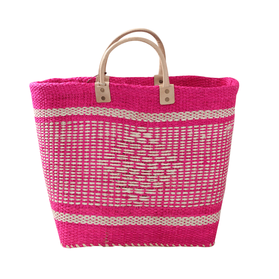MAR Y SOL-Ibiza Woven Basket Tote-PINK