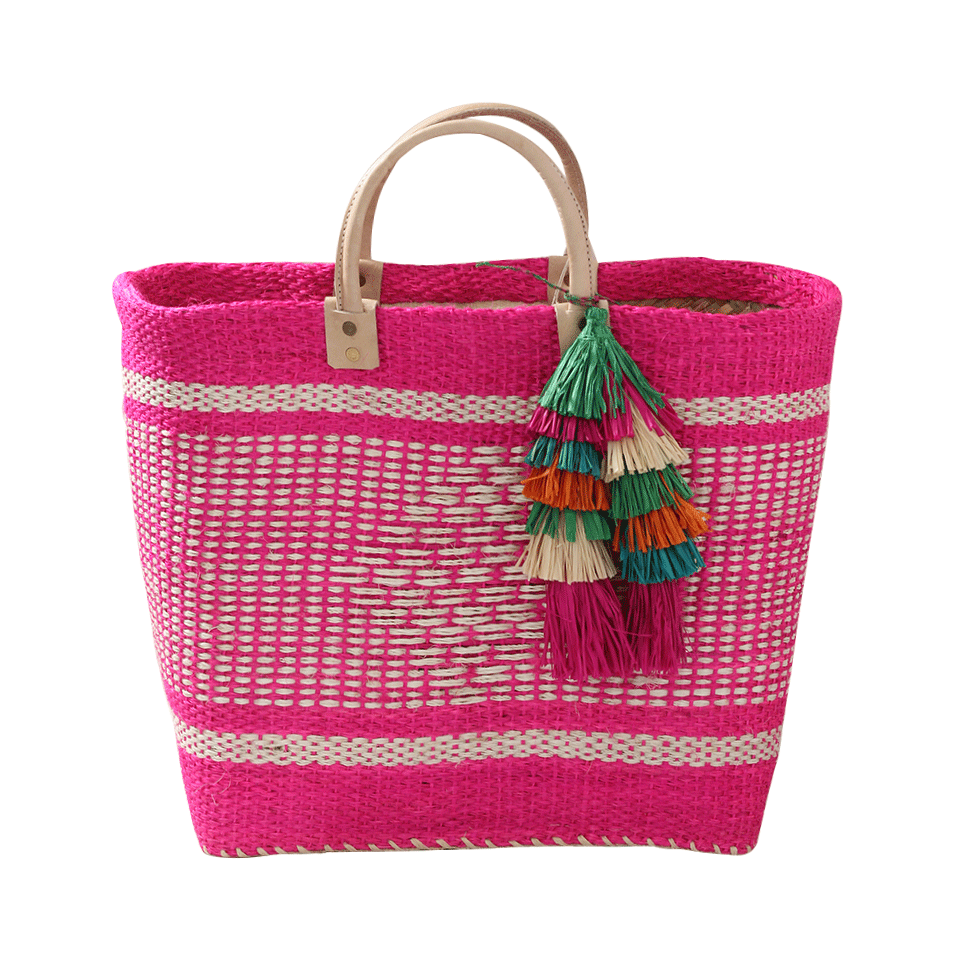 MAR Y SOL-Ibiza Woven Basket Tote-PINK