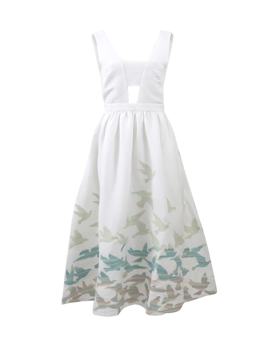 MARA HOFFMAN-Embroidered Tie Back Dress-WHITE