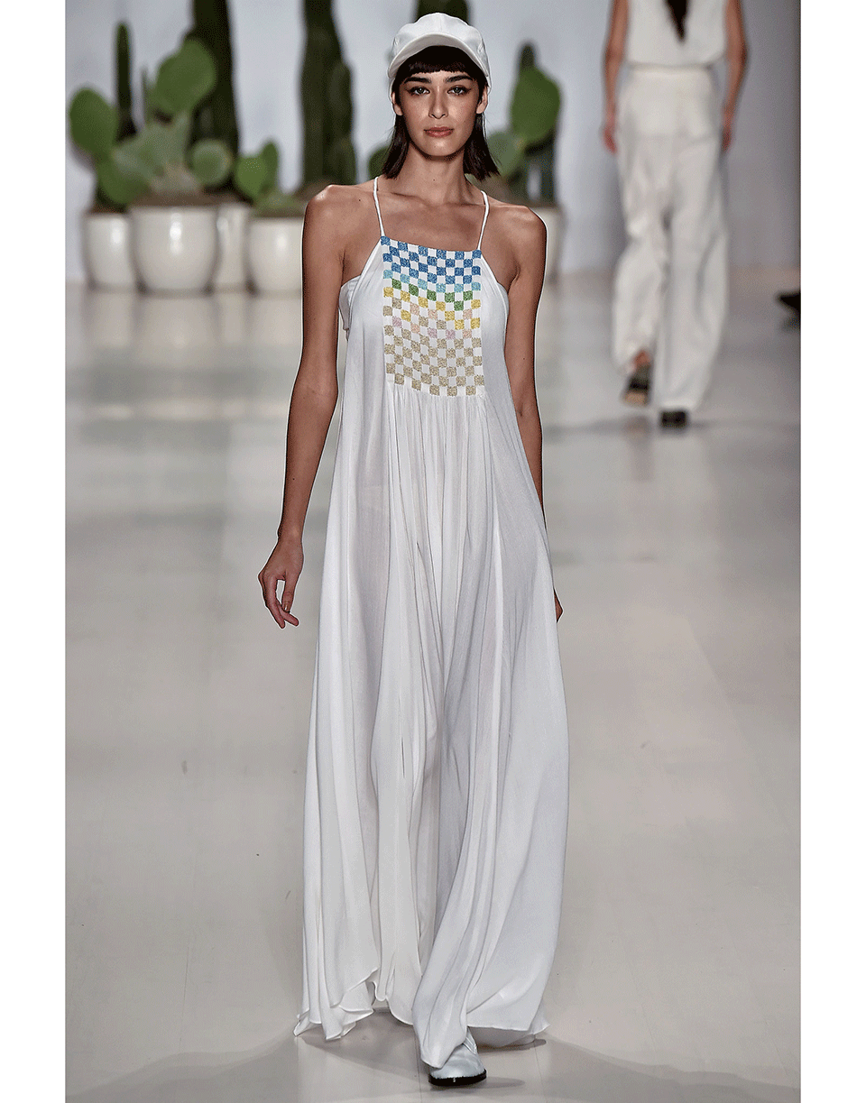 MARA HOFFMAN-Linen Beaded Trapeze Dress-