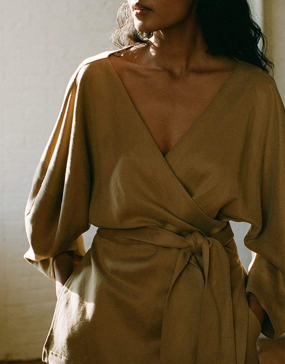 MARA HOFFMAN-Brown Woven Susa Tie Top-