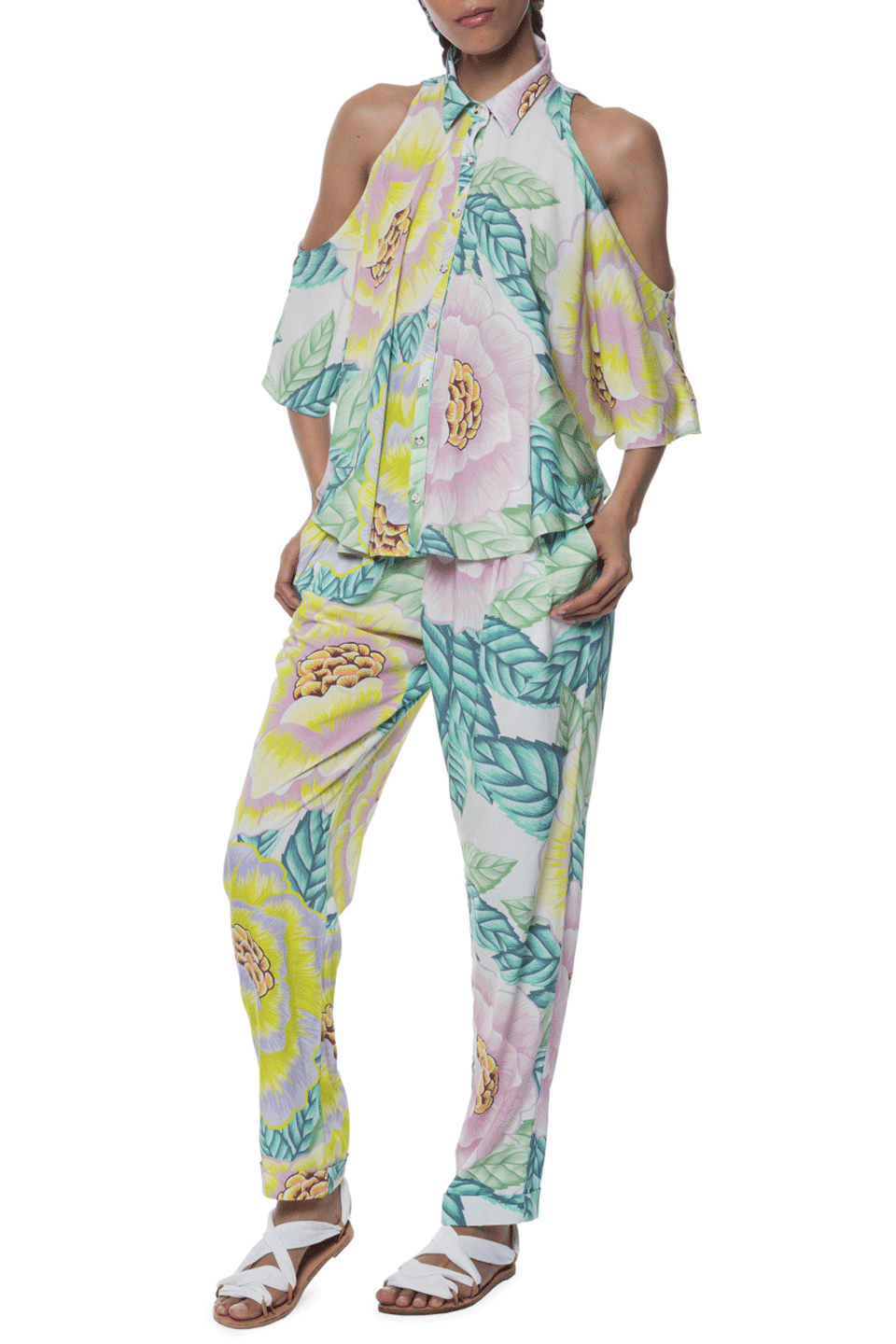 MARA HOFFMAN-Flora Cold Shoulder Blouse-