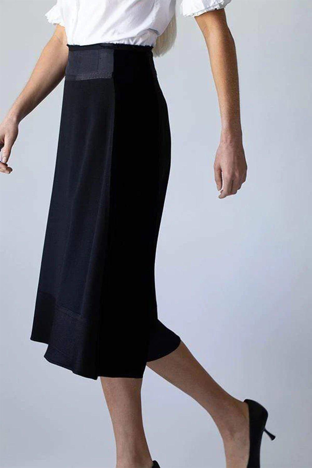 MARC JACOBS-Raw-Edge Trim Midi Skirt-BLACK