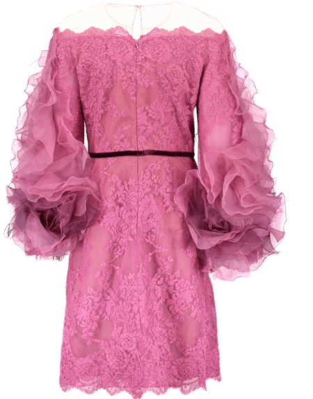 MARCHESA-Off Shoulder Lace Cocktail Dress-