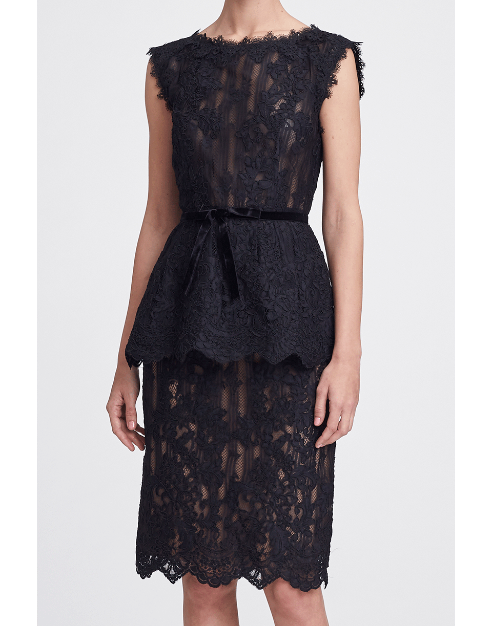 MARCHESA-Corded Lace Top And Skirt-