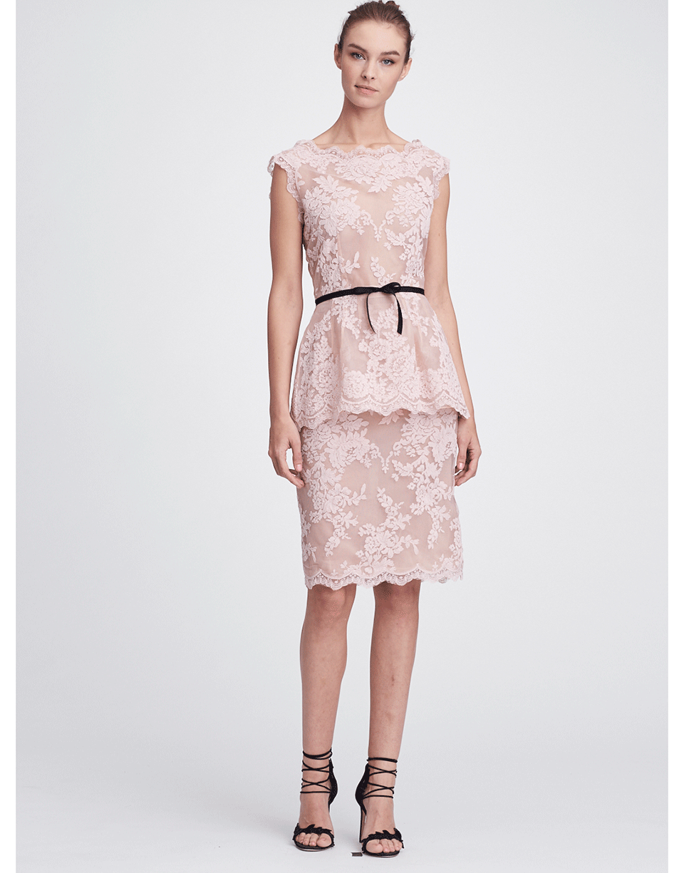 MARCHESA-Corded Lace Top And Skirt-