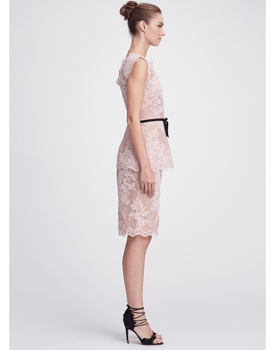 MARCHESA-Corded Lace Top And Skirt-