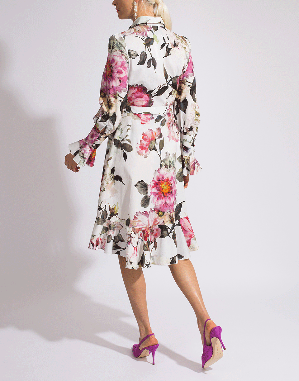 MARCHESA-Floral Cotton Hi Low Shirt Dress-