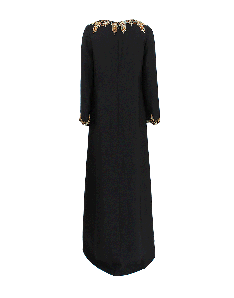 MARCHESA-Embroidered Caftan-BLACK