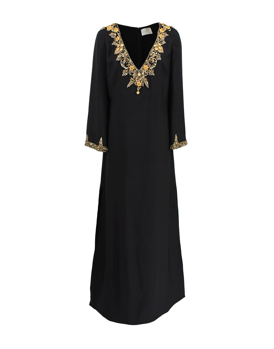 MARCHESA-Embroidered Caftan-BLACK