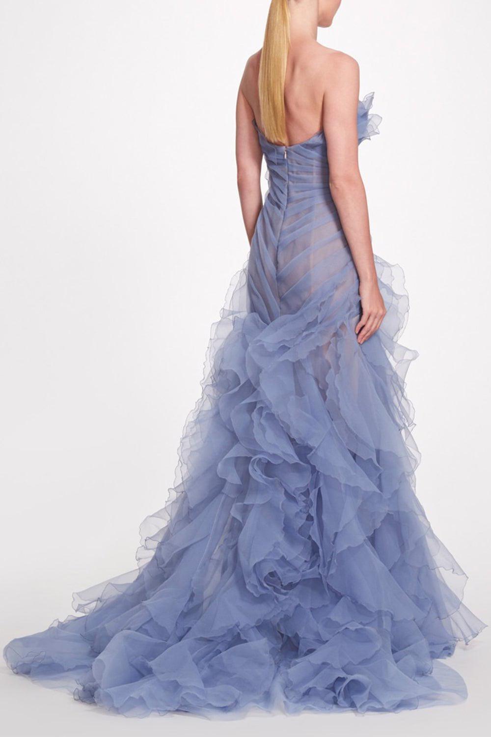 MARCHESA-Strapless Organza Gown-