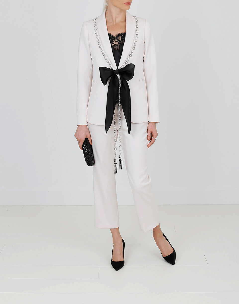 MARCHESA-Pearl Embroidered Jacket With Cropped Pant-
