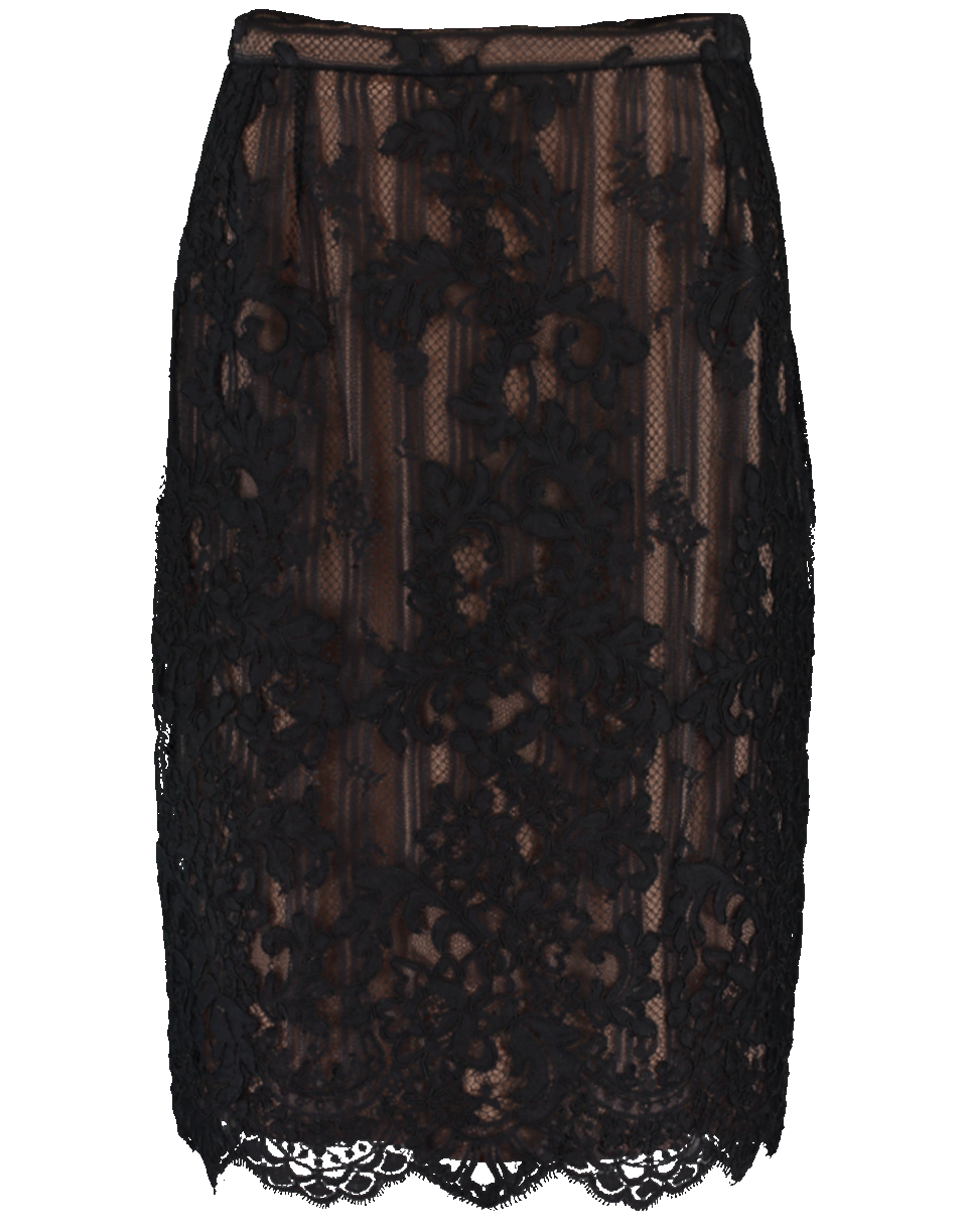 MARCHESA-Corded Lace Pencil Skirt-