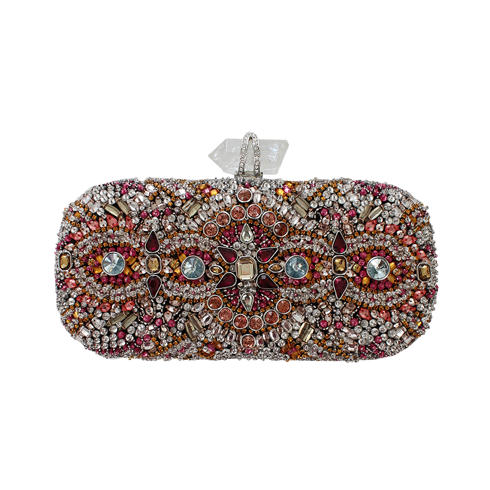 MARCHESA-Lily Embroidered Crystal Clutch-MULTI