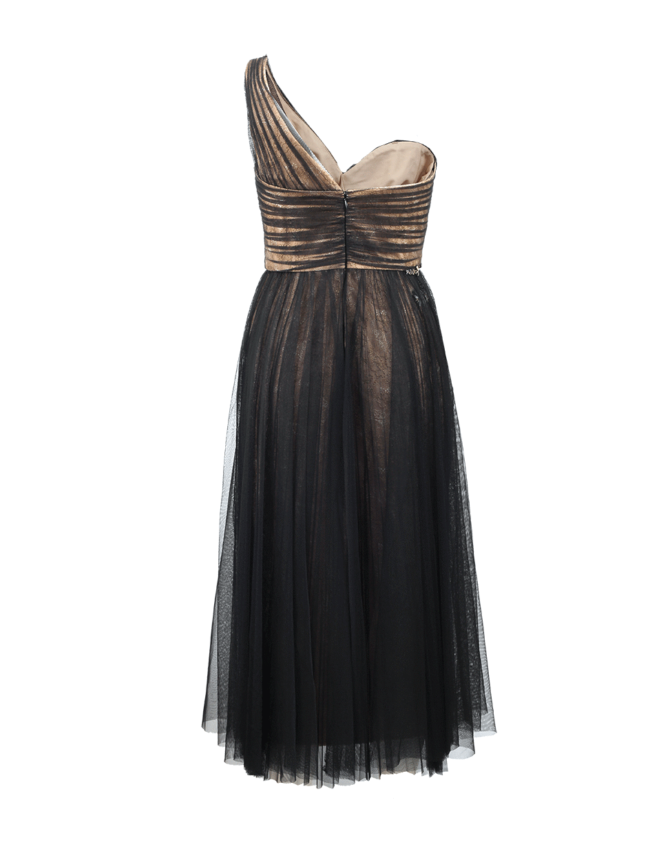 MARCHESA NOTTE-One Shoulder Tea Length Dress-