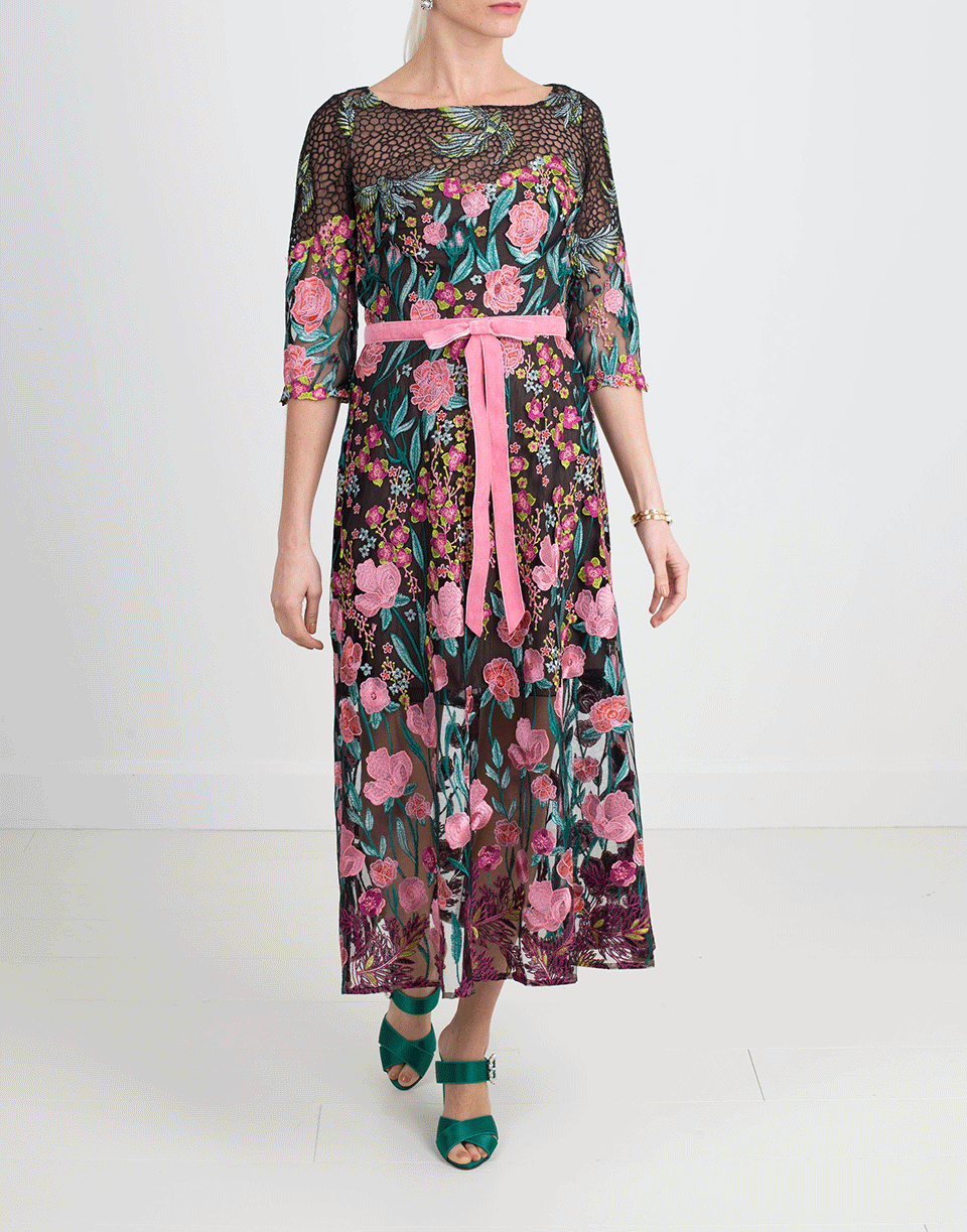 MARCHESA NOTTE-Embroidered Cocktail Dress-