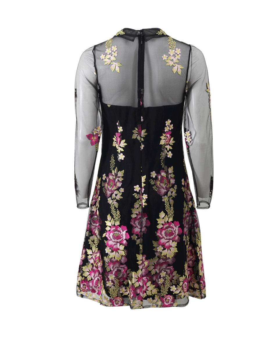 MARCHESA NOTTE-Embroidered Collar Dress-