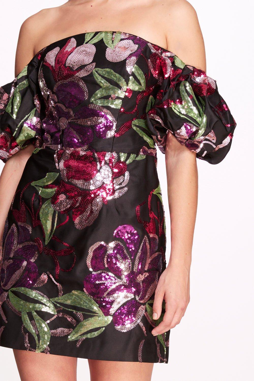 MARCHESA NOTTE-Off The Shoulder Mini Dress-