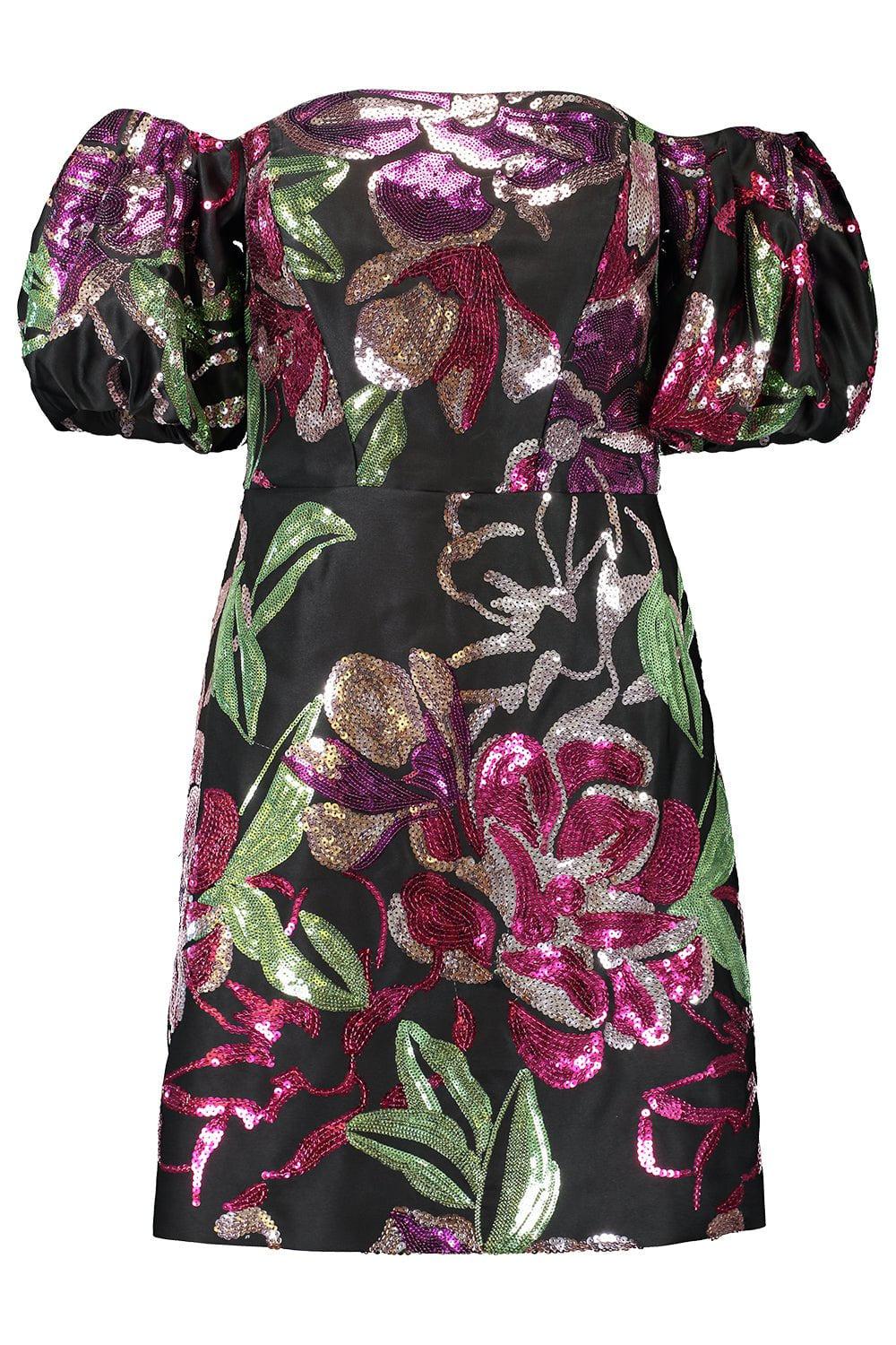 MARCHESA NOTTE-Off The Shoulder Mini Dress-