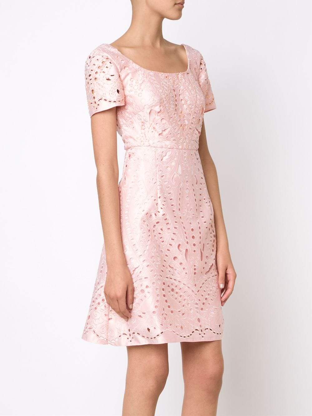 MARCHESA NOTTE-Mosaic Lace Cocktail Dress-