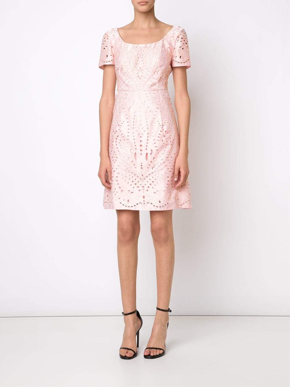 MARCHESA NOTTE-Mosaic Lace Cocktail Dress-