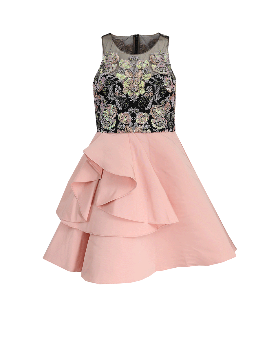 MARCHESA NOTTE-Embroidered Cocktail Dress-