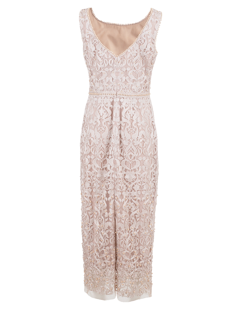 MARCHESA NOTTE-Metallic Embroidered Shift Dress-