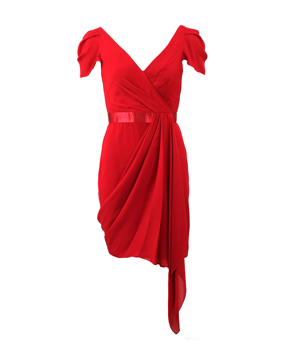 MARCHESA NOTTE-Silk Draped Cocktail Dress-