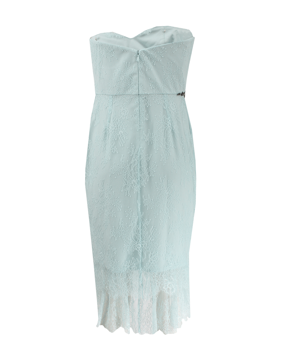MARCHESA NOTTE-Strapless Embroidered Waist Lace Dress-