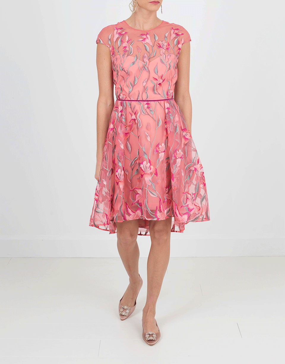 MARCHESA NOTTE-Embroidered Cocktail Dress-