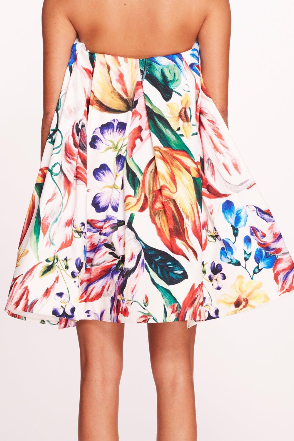 MARCHESA NOTTE-Strapless Cape Mini Dress-