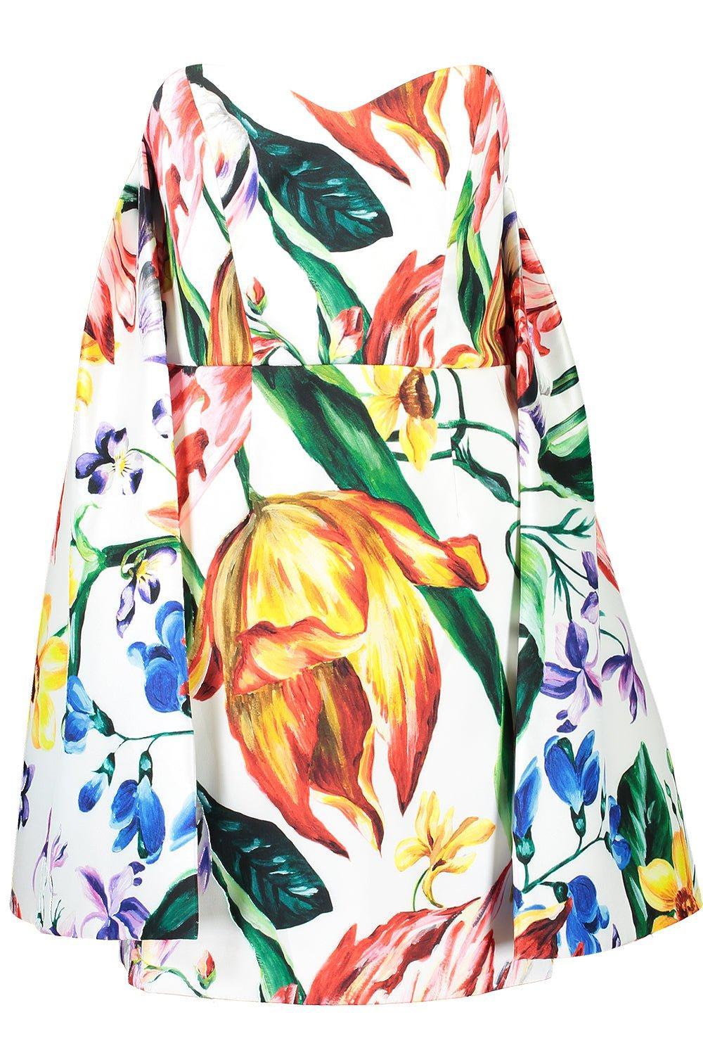 MARCHESA NOTTE-Strapless Cape Mini Dress-