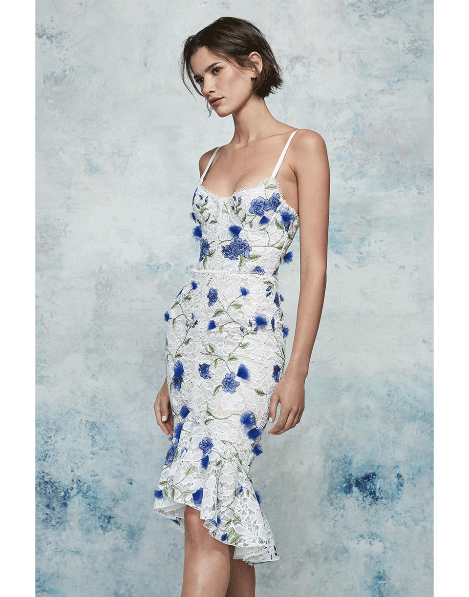 MARCHESA NOTTE-Corset Bodice Cocktail Dress-