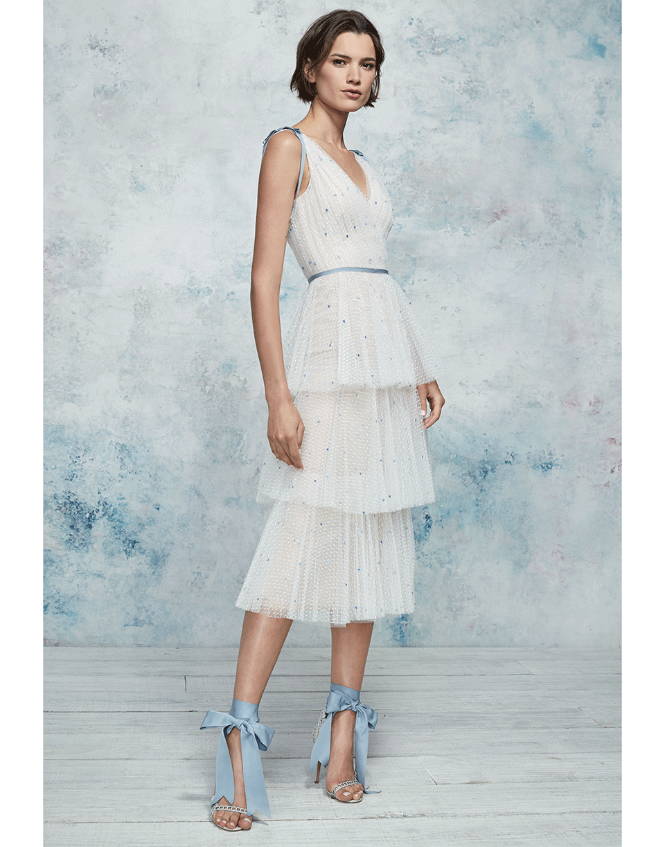 MARCHESA NOTTE-Tiered Cocktail Dress-