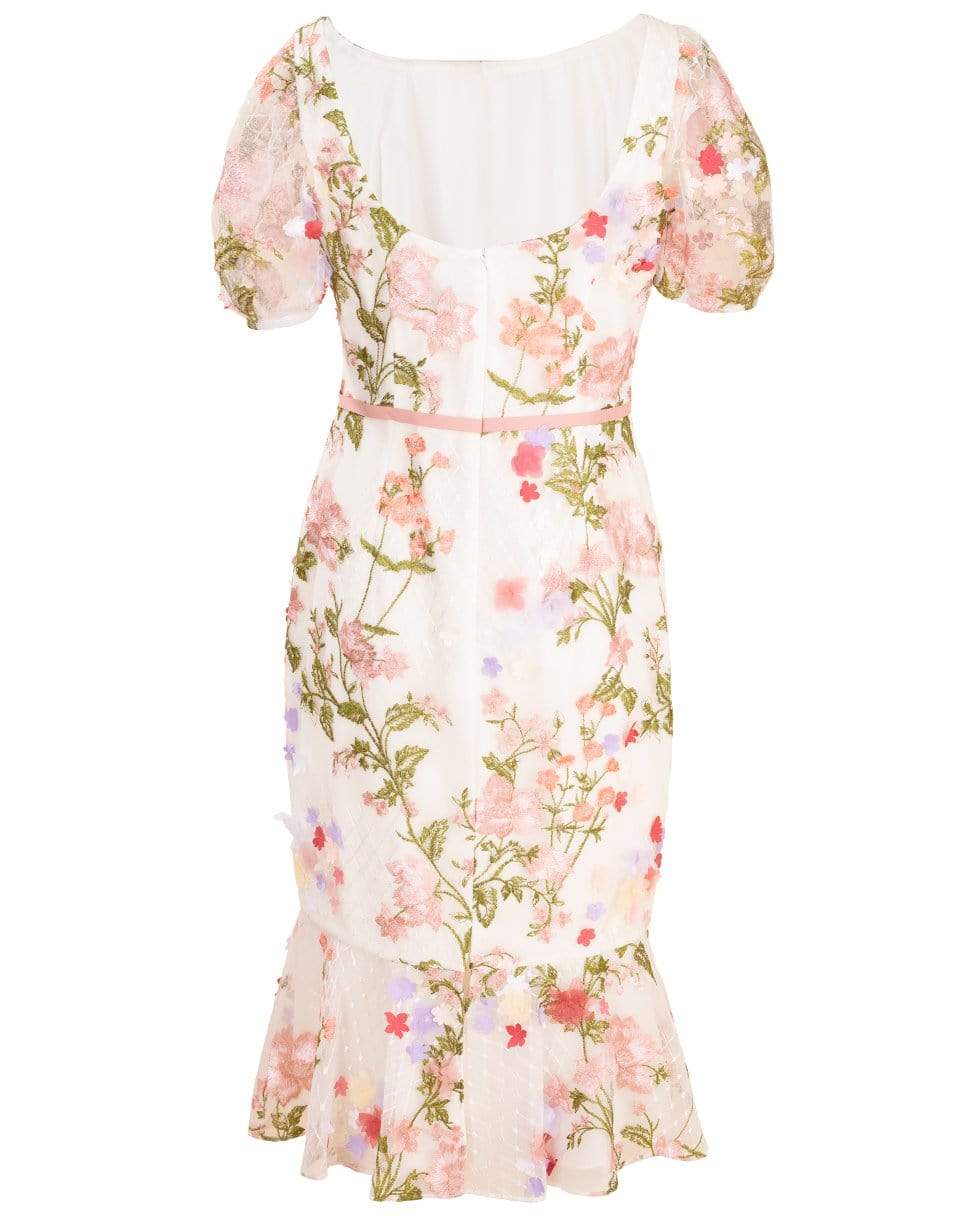 MARCHESA NOTTE-Ruffle Hem Embroidered Dress-