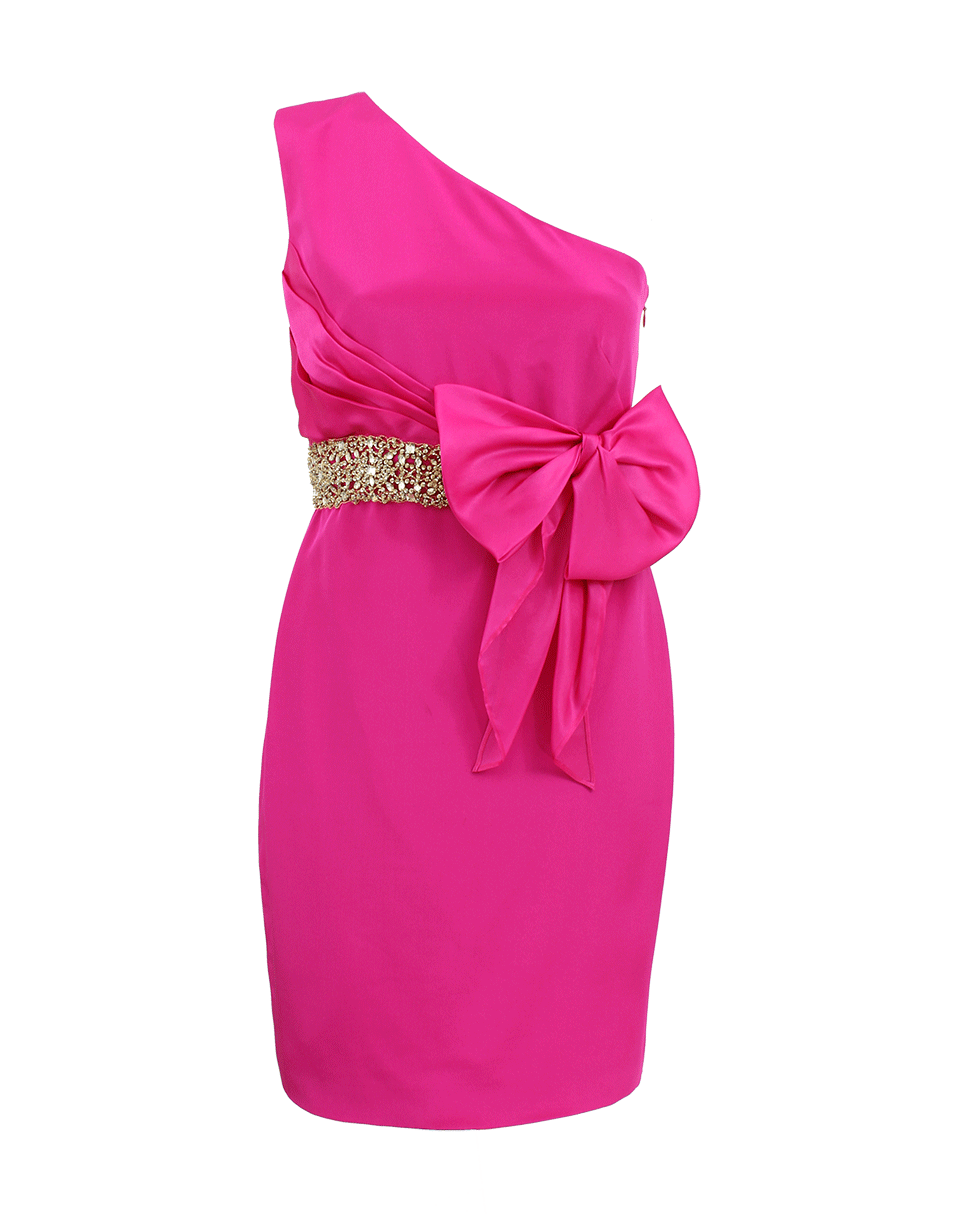 MARCHESA NOTTE-One Shoulder Organza Bow Dress-